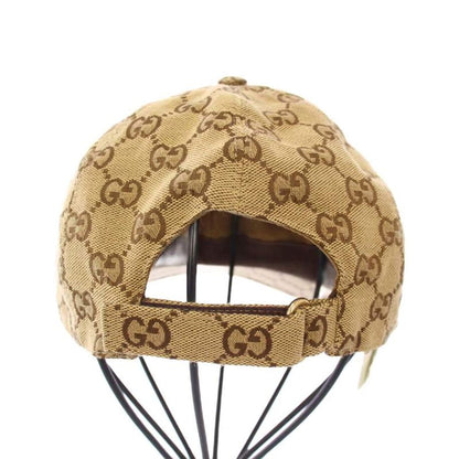 Gucci Hat Baseball Cap GG Canvas Leather Logo Patch All Over Pattern M 58cm
