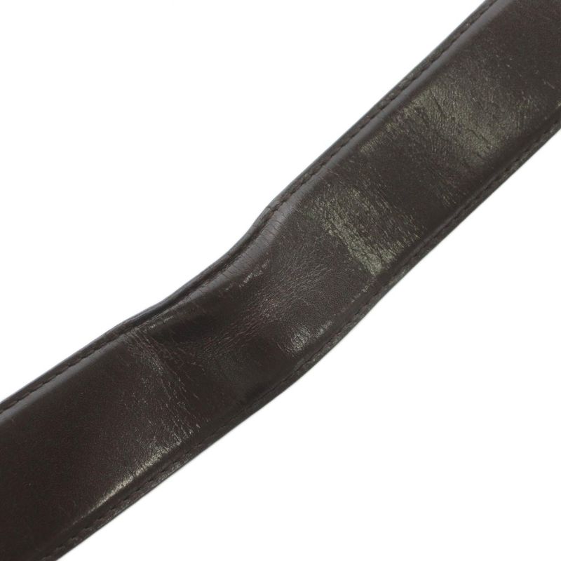 Bvlgari Belt Leather Buckle Round Logo Silver Hardware 110 44 Brown XZ • OH •