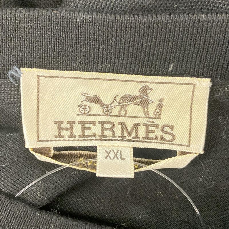 Hermes Short Sleeve T-shirt Sizes XXL XL Men's - Black Chest Pocket 100% Cotton