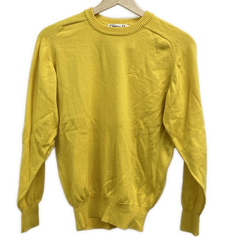 Christian Diorsports Long Sleeve Sweater Size M - Yellow Wool Crew Neck