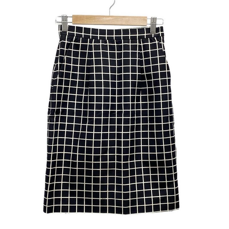 Prada Skirt Size 36 S Women's - Black X White Plaid Knee Length