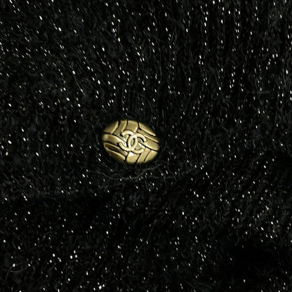 Chanel Women's Long Sleeve Sweater - Black X White X Dark Gray High Neck Lamé