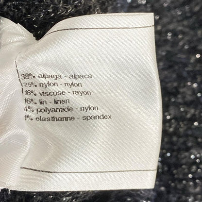 Chanel Women's Long Sleeve Sweater - Black X White X Dark Gray High Neck Lamé