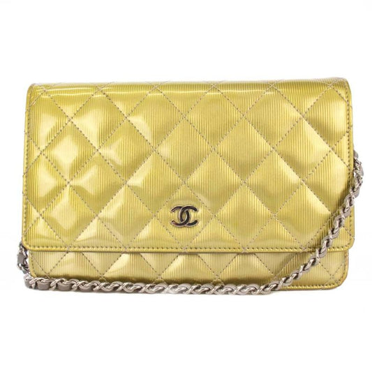 Chanel Matelasse Chain Wallet Shoulder Bag Coco Mark Gold Color No 17 KH • OH