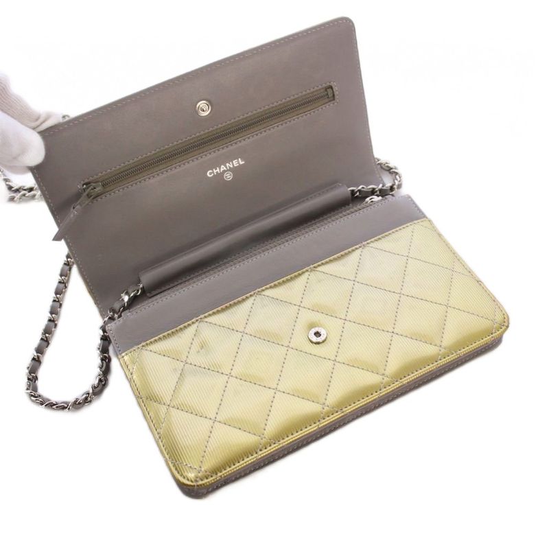 Chanel Matelasse Chain Wallet Shoulder Bag Coco Mark Gold Color No 17 KH • OH