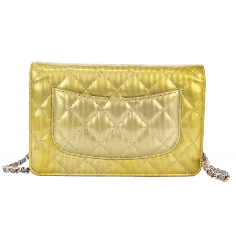 Chanel Matelasse Chain Wallet Shoulder Bag Coco Mark Gold Color No 17 KH • OH