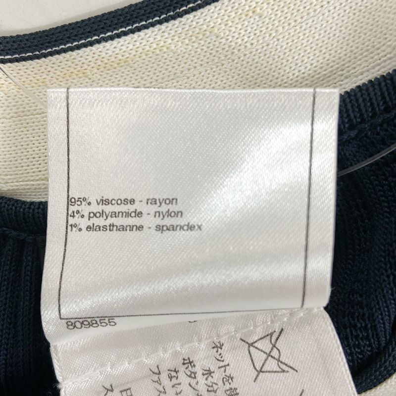 Chanel Short Sleeve Sweater Size 38 M Women's - P47915 Dark Navy X White 2014