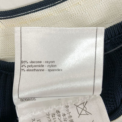 Chanel Short Sleeve Sweater Size 38 M Women's - P47915 Dark Navy X White 2014