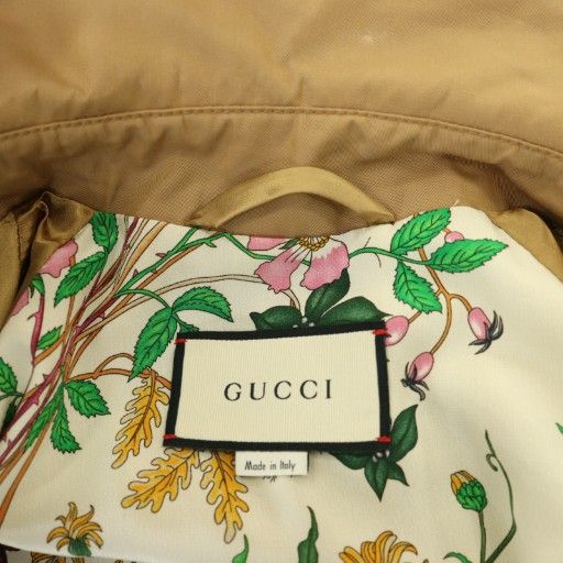 Gucci Floral Pattern Lining Trench Coat 2019 Trench Coat Silk Blend 36 Beige