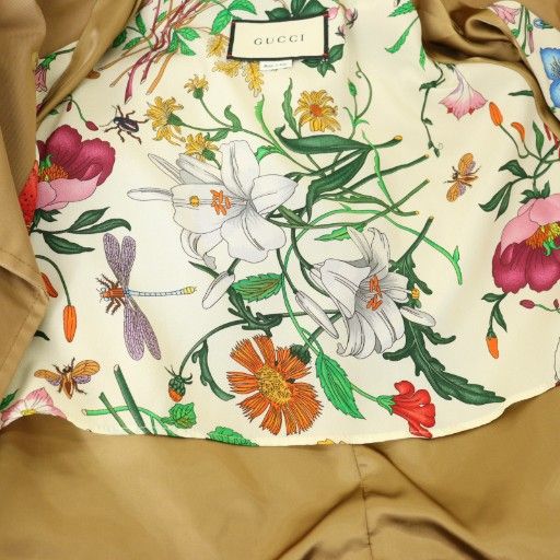 Gucci Floral Pattern Lining Trench Coat 2019 Trench Coat Silk Blend 36 Beige