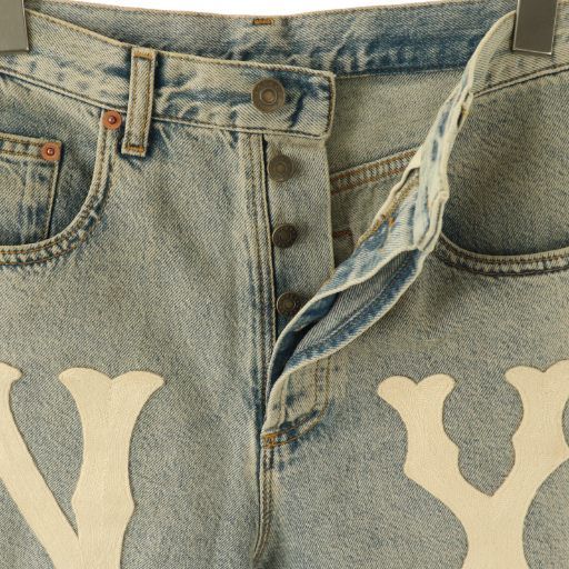 Gucci ×MLB 23 Years NY Yankees Patch Denim Jeans Logo 25 Light Blue CX • OS