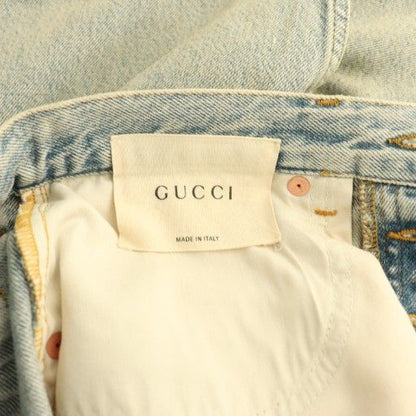 Gucci ×MLB 23 Years NY Yankees Patch Denim Jeans Logo 25 Light Blue CX • OS