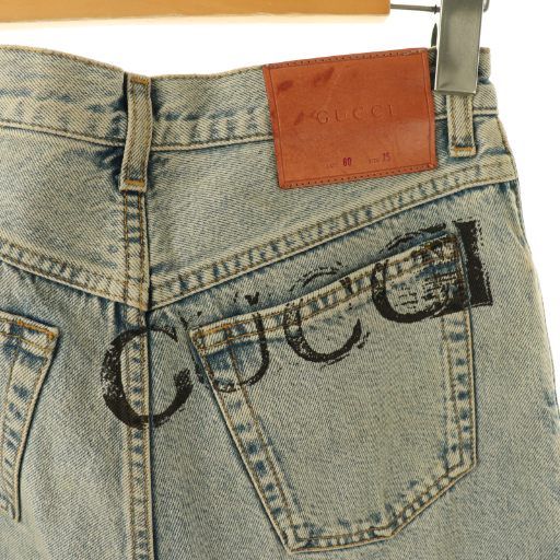 Gucci ×MLB 23 Years NY Yankees Patch Denim Jeans Logo 25 Light Blue CX • OS