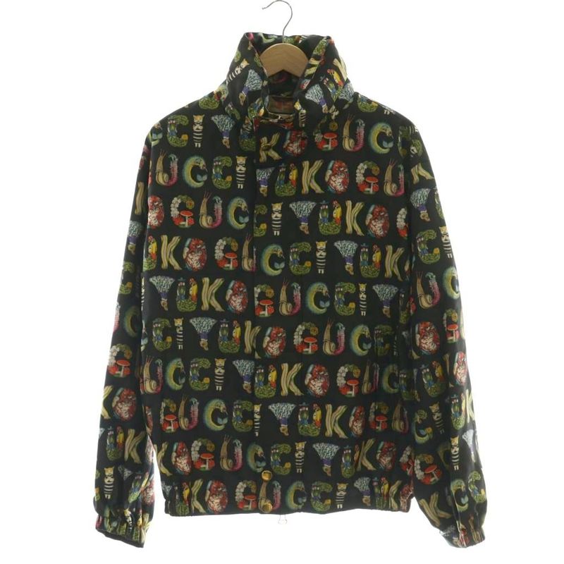 Gucci Yuko Higuchi Animal Logo Jacket Hood Parka 44 Black Multicolor 672644 AQ