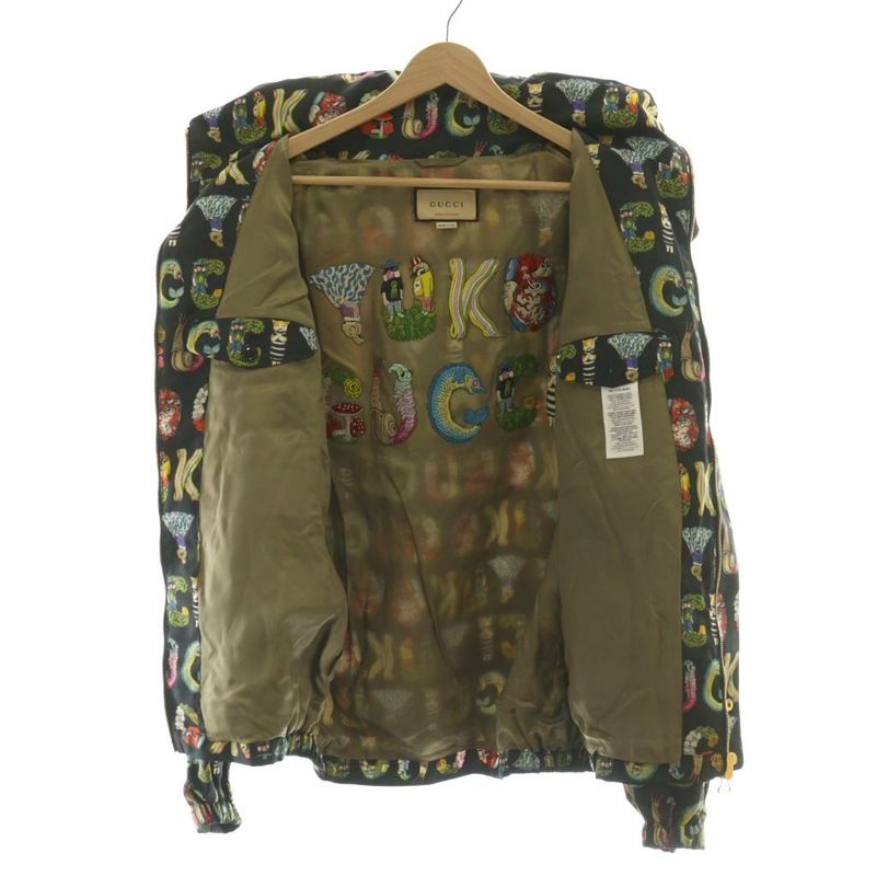 Gucci Yuko Higuchi Animal Logo Jacket Hood Parka 44 Black Multicolor 672644 AQ