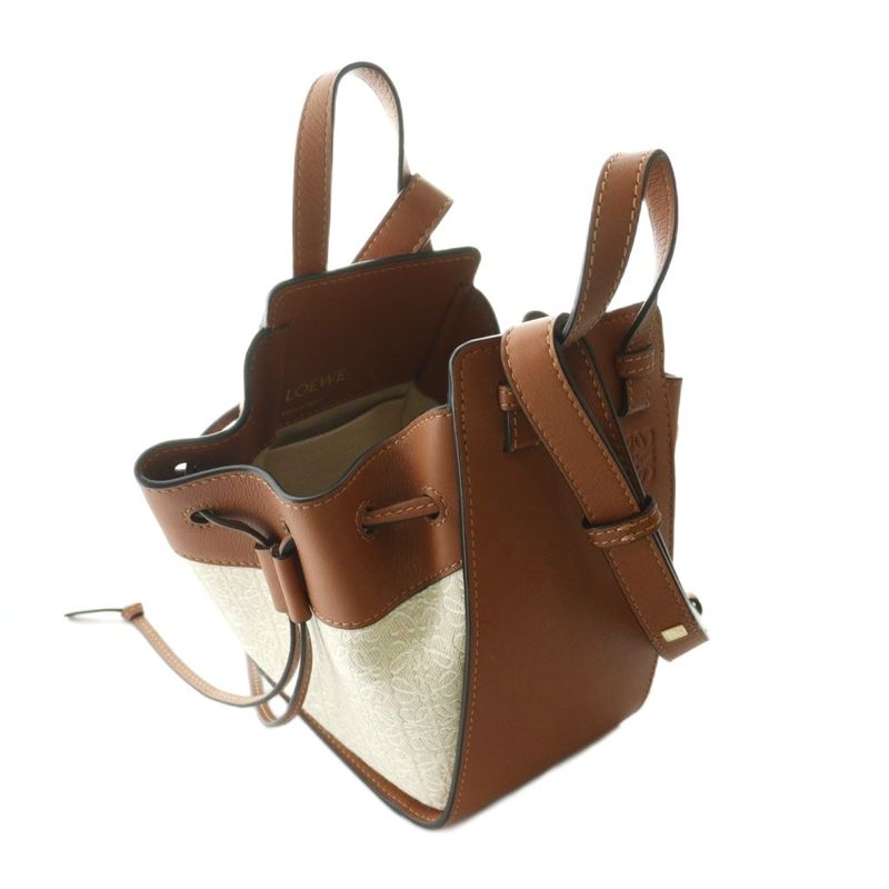 Loewe Hammock MINI Anagram Jacquard Leather Bag Hand Shoulder 2WAY Brown AQ •