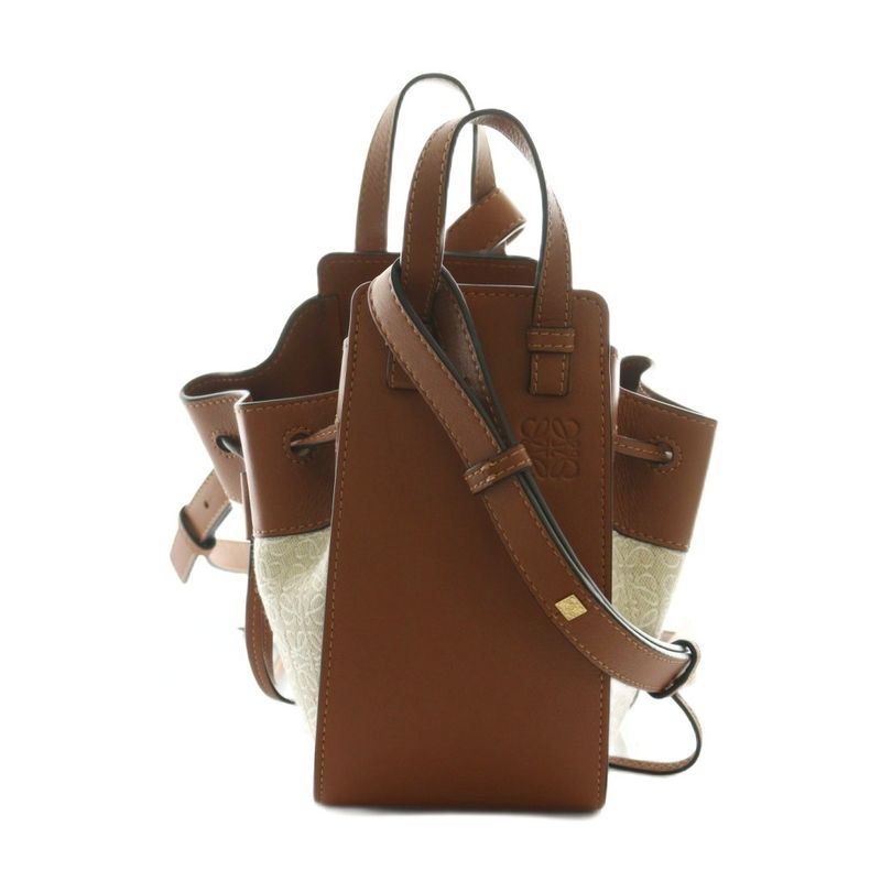 Loewe Hammock MINI Anagram Jacquard Leather Bag Hand Shoulder 2WAY Brown AQ •