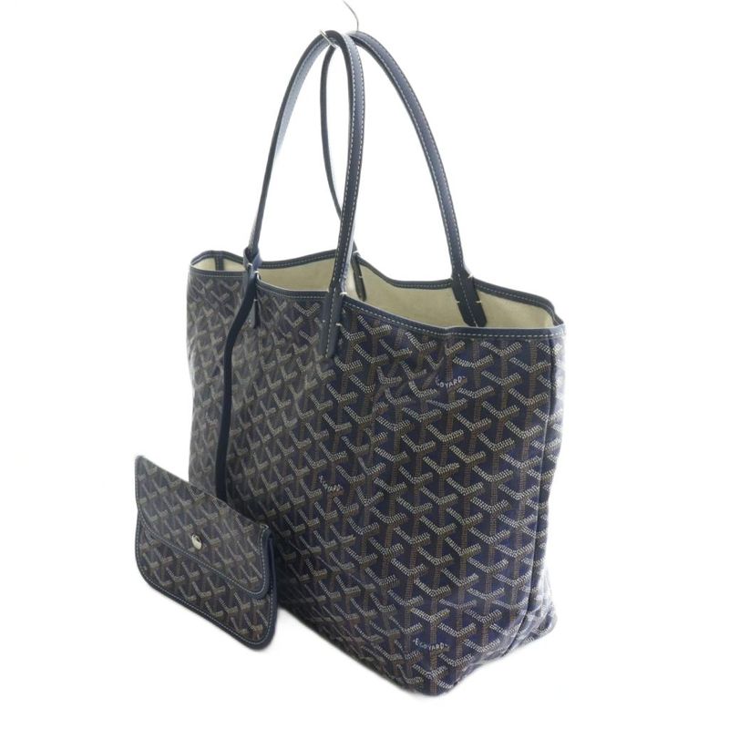 Goyard Saint Louis PM Bag Tote With Pouch Blue Brown AQ • OS
