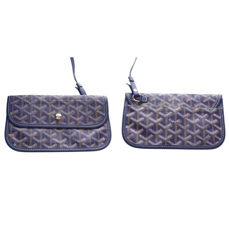 Goyard Saint Louis PM Bag Tote With Pouch Blue Brown AQ • OS
