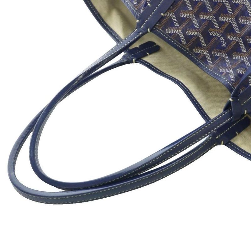 Goyard Saint Louis PM Bag Tote With Pouch Blue Brown AQ • OS