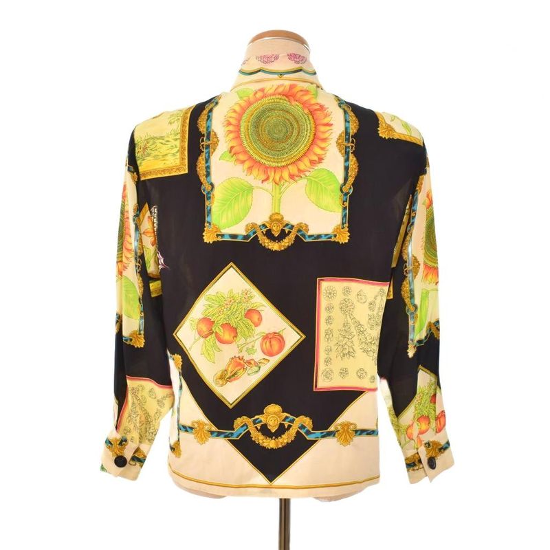 Gianni Versace Gianni Versace Silk Shirt Blouse Long Sleeve All Over Pattern 38