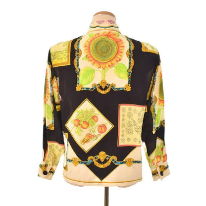 Gianni Versace Gianni Versace Silk Shirt Blouse Long Sleeve All Over Pattern 38