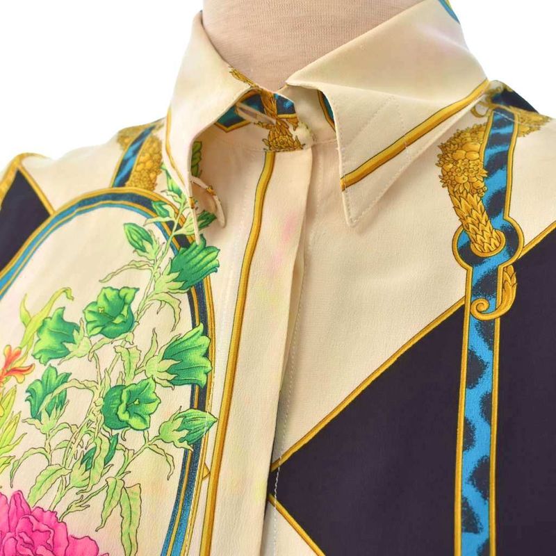 Gianni Versace Gianni Versace Silk Shirt Blouse Long Sleeve All Over Pattern 38