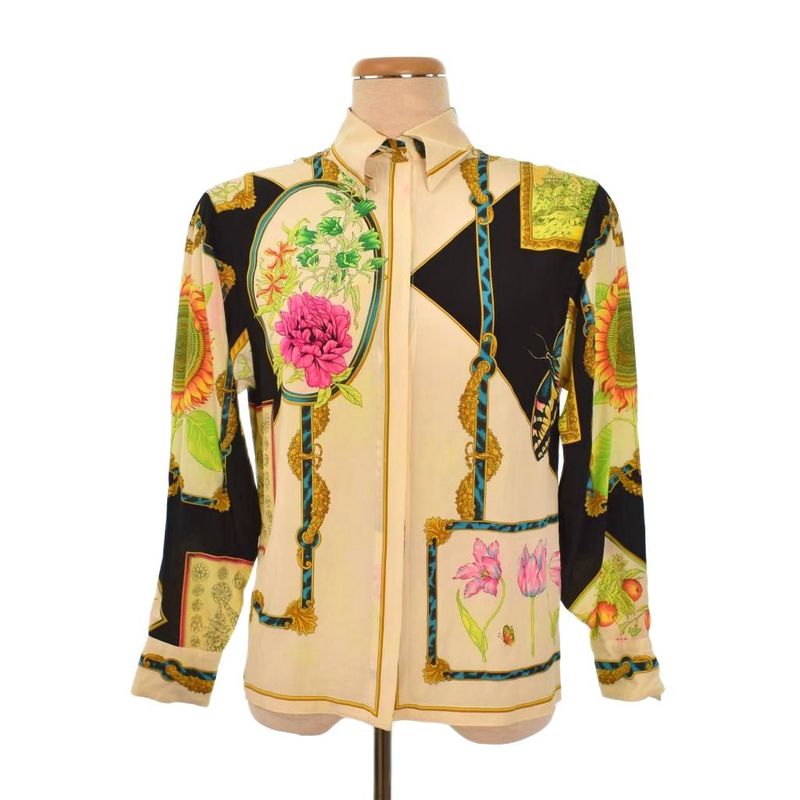 Gianni Versace Gianni Versace Silk Shirt Blouse Long Sleeve All Over Pattern 38