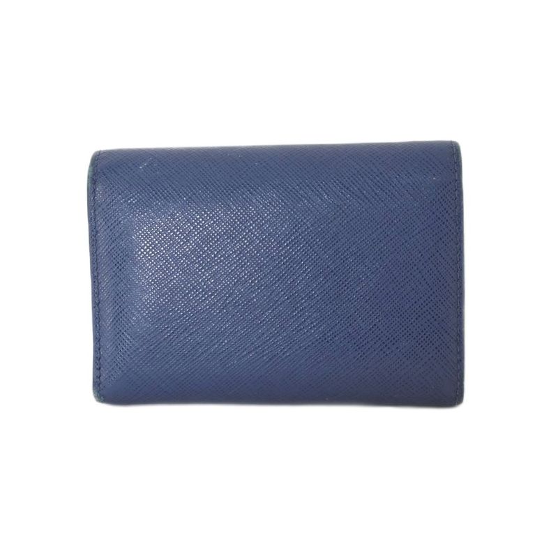Prada Tri-fold Wallet Saffiano Leather Blue