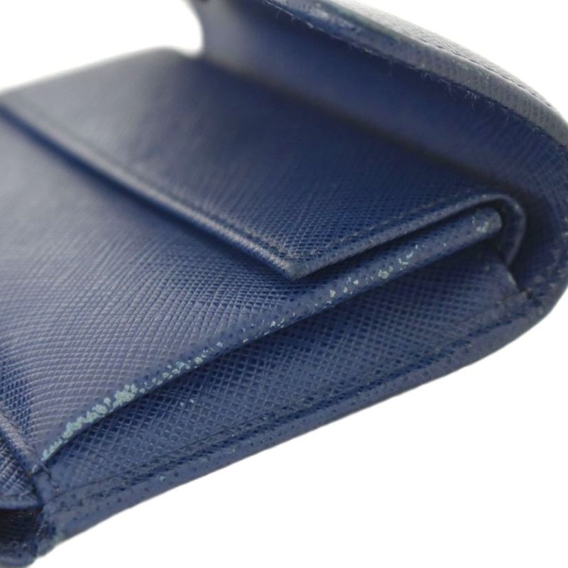 Prada Tri-fold Wallet Saffiano Leather Blue