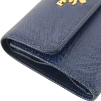 Prada Tri-fold Wallet Saffiano Leather Blue