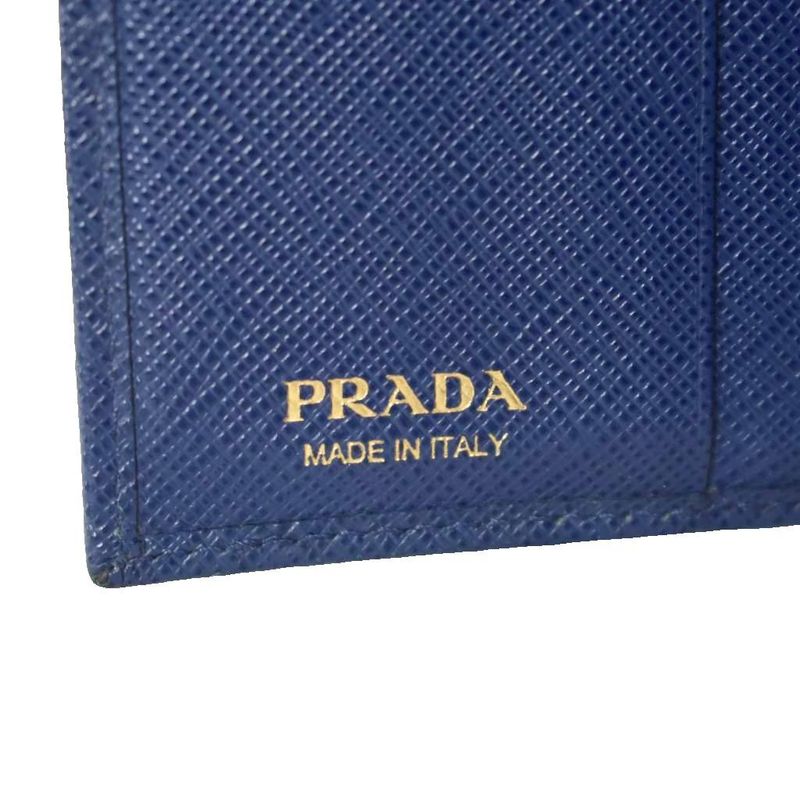 Prada Tri-fold Wallet Saffiano Leather Blue