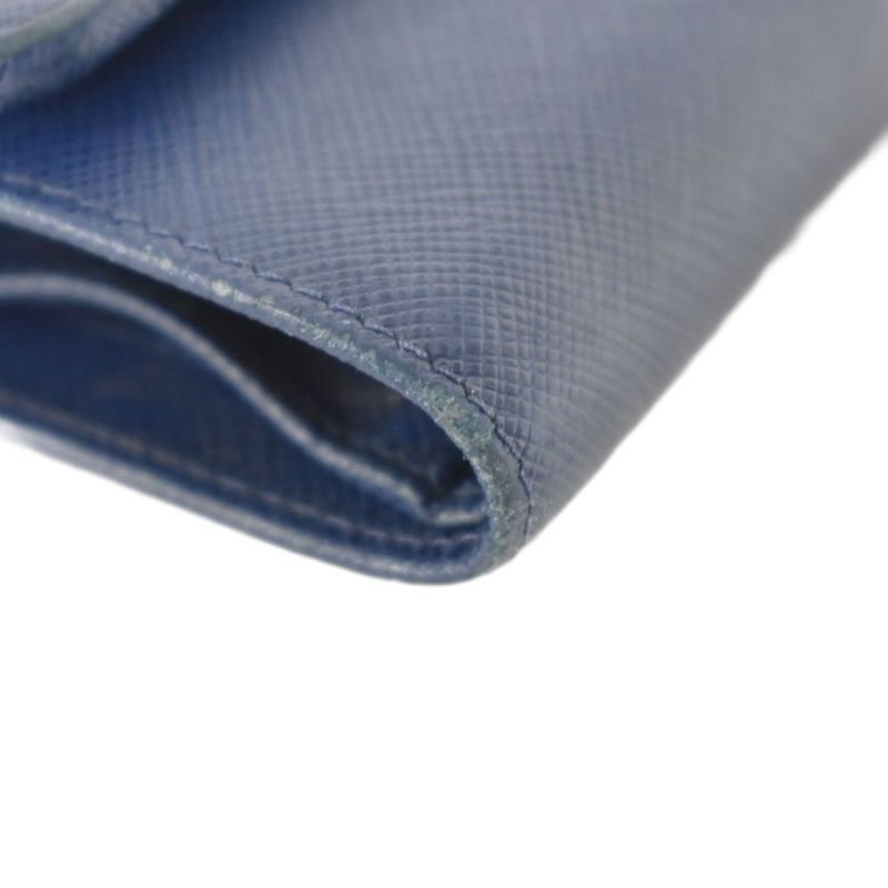 Prada Tri-fold Wallet Saffiano Leather Blue