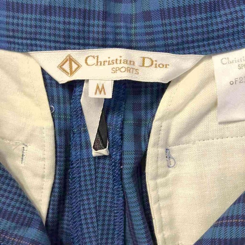 Christian Dior Sports Slacks Tuck Pants Check M Blue