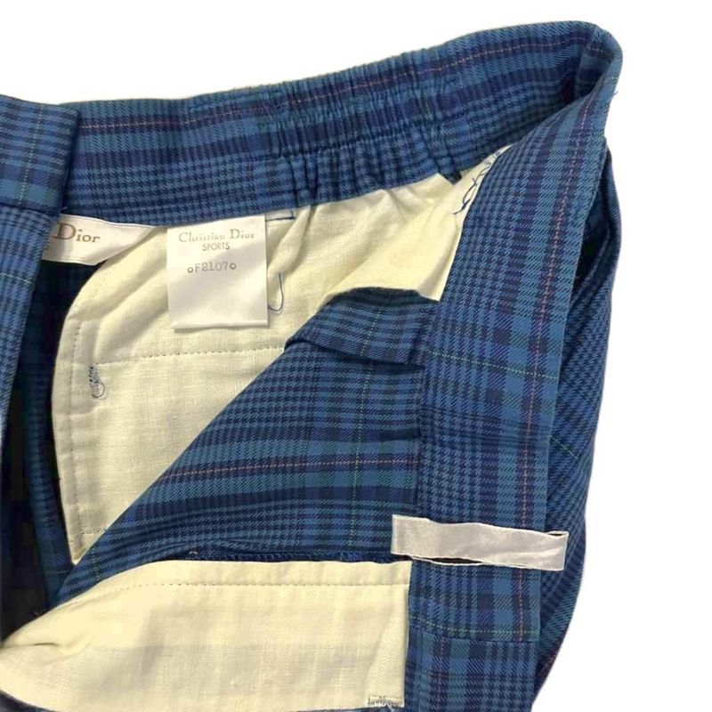 Christian Dior Sports Slacks Tuck Pants Check M Blue