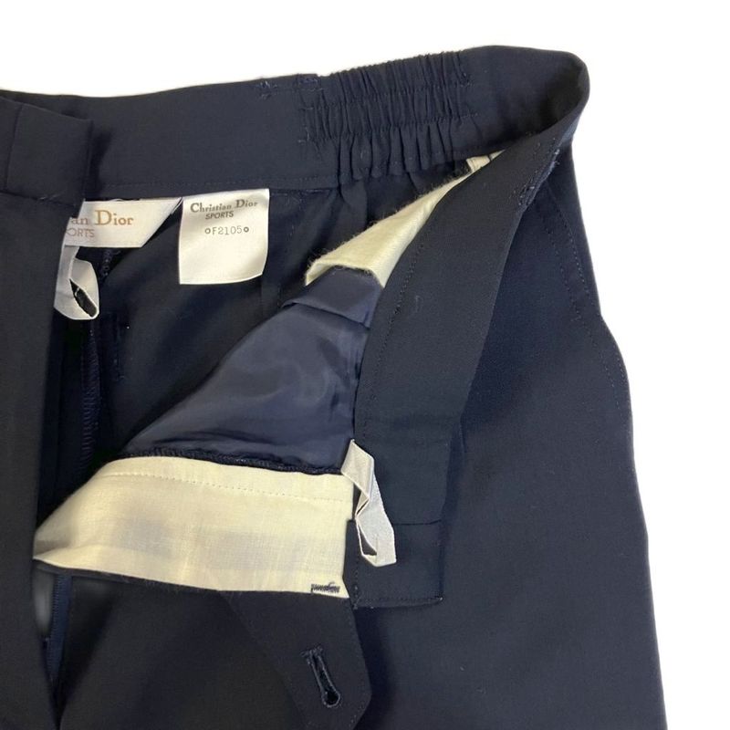 Christian Dior Sports Slacks Tucked Pants Tapered Wool M Navy