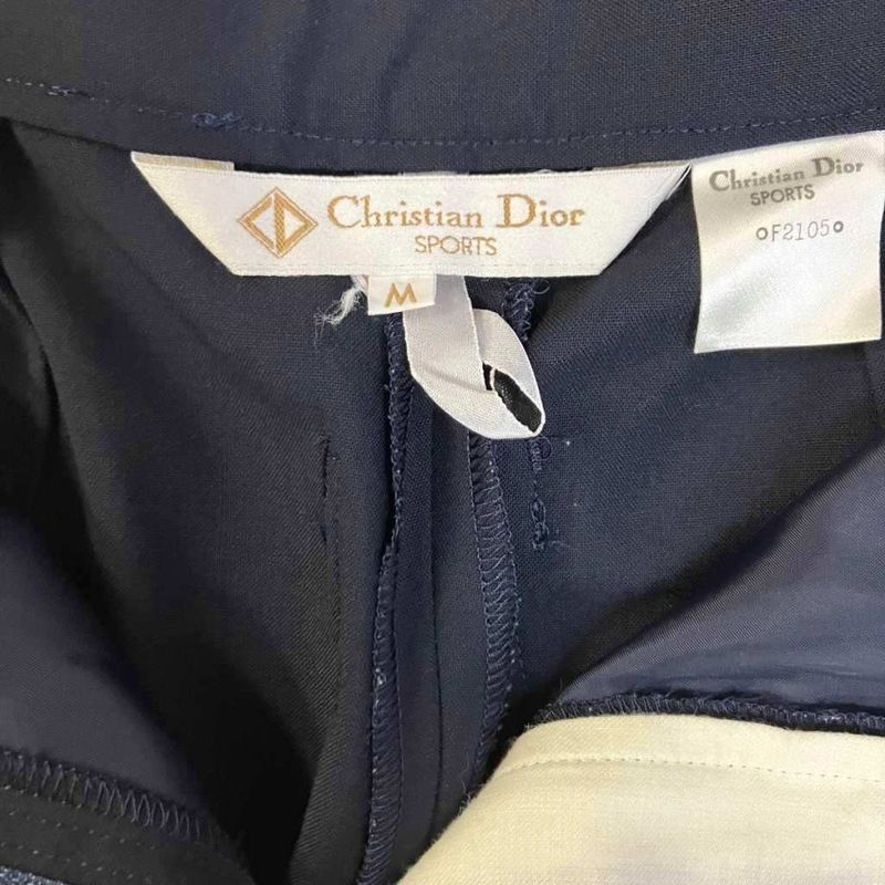 Christian Dior Sports Slacks Tucked Pants Tapered Wool M Navy
