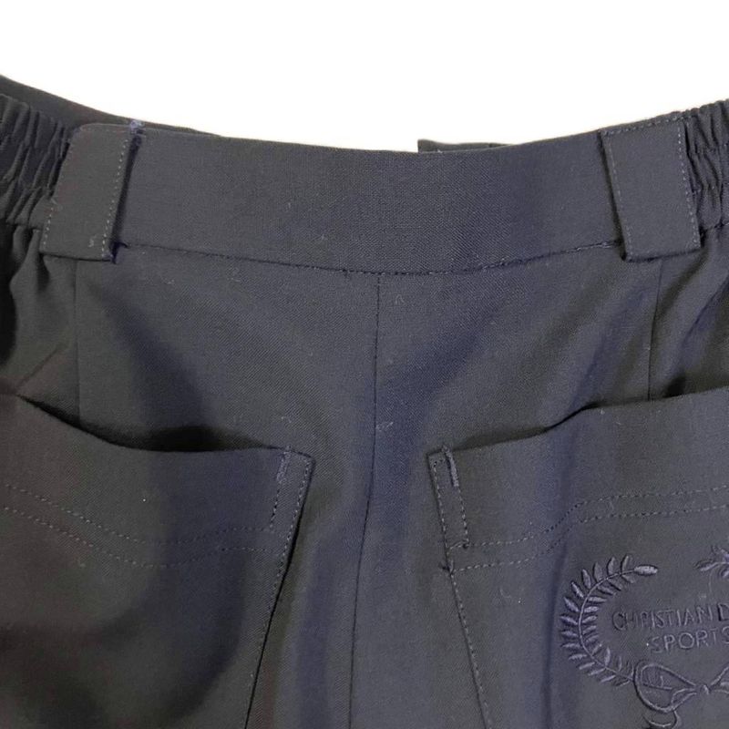 Christian Dior Sports Slacks Tucked Pants Tapered Wool M Navy