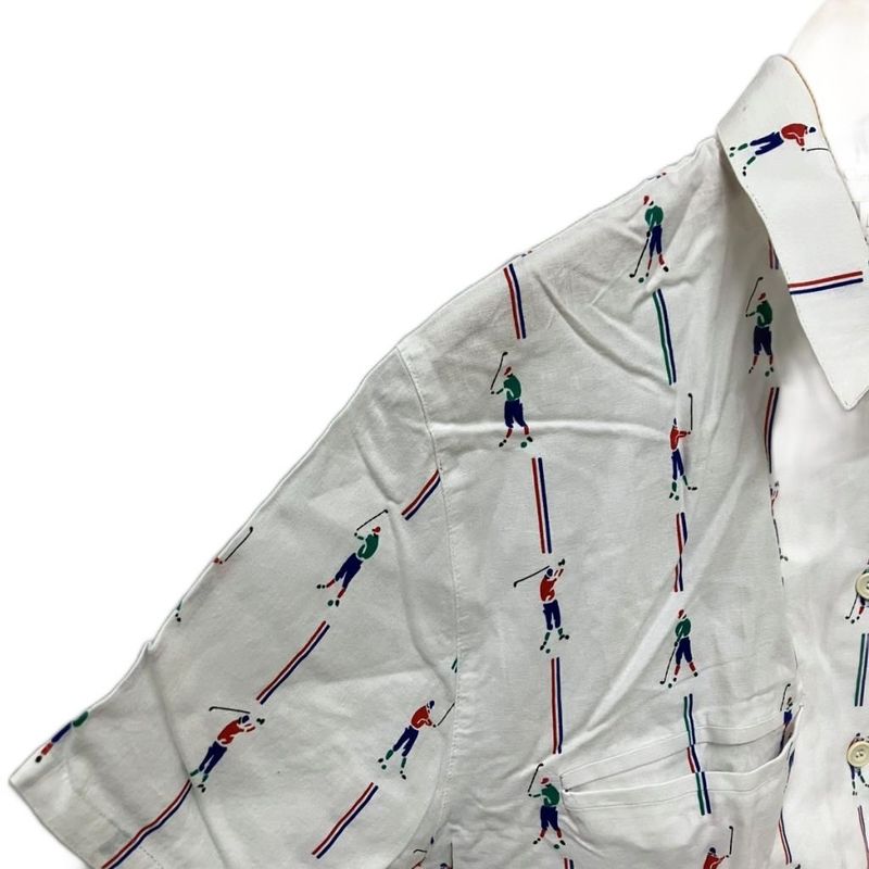 Christian Dior Sports Golf Pattern Shirt Short Sleeve Pullover L White