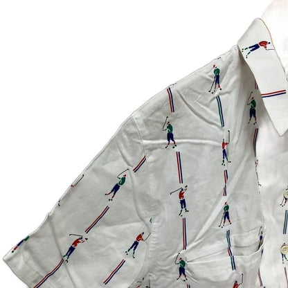 Christian Dior Sports Golf Pattern Shirt Short Sleeve Pullover L White