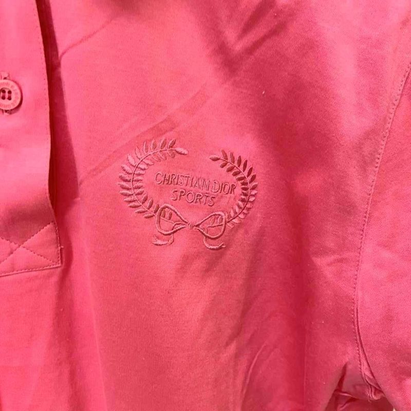 Christian Dior Sports Polo Shirt Short Sleeve Logo Embroidery M Pink