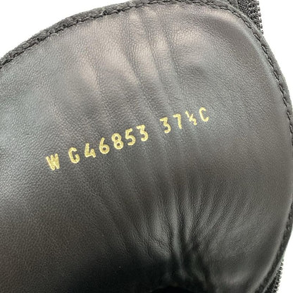 Chanel Short Boots 37 1 2 C Women's - G46853 Black Lace Up Gold Hardware Leather