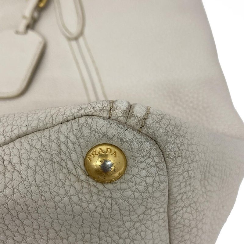 Prada Tote Bag - Ivory Leather Tag Leather