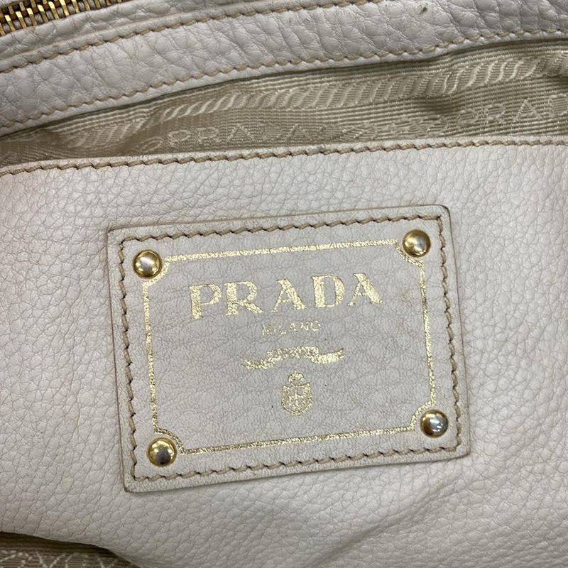 Prada Tote Bag - Ivory Leather Tag Leather