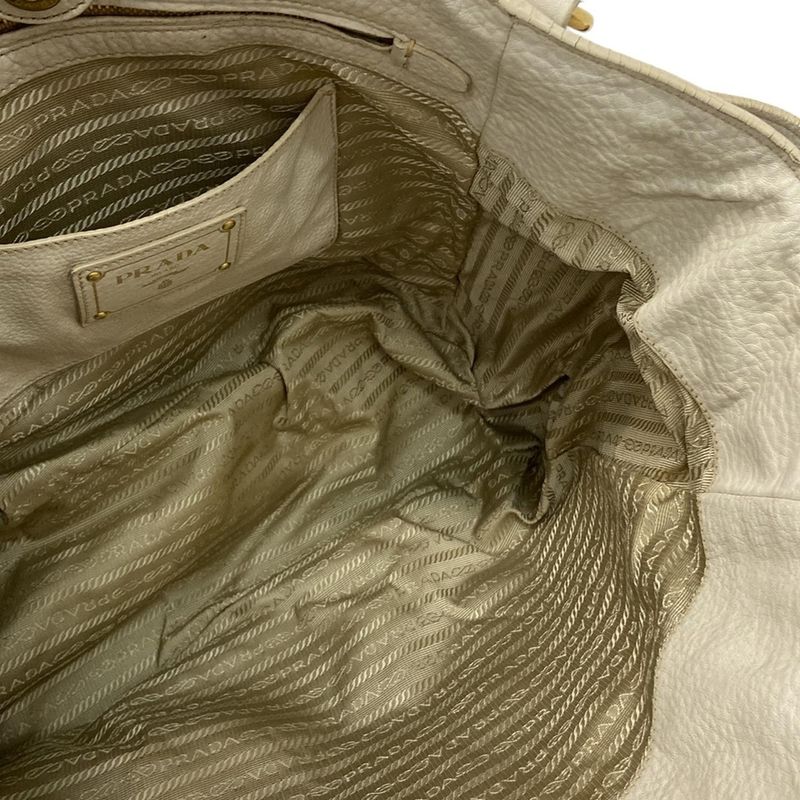 Prada Tote Bag - Ivory Leather Tag Leather