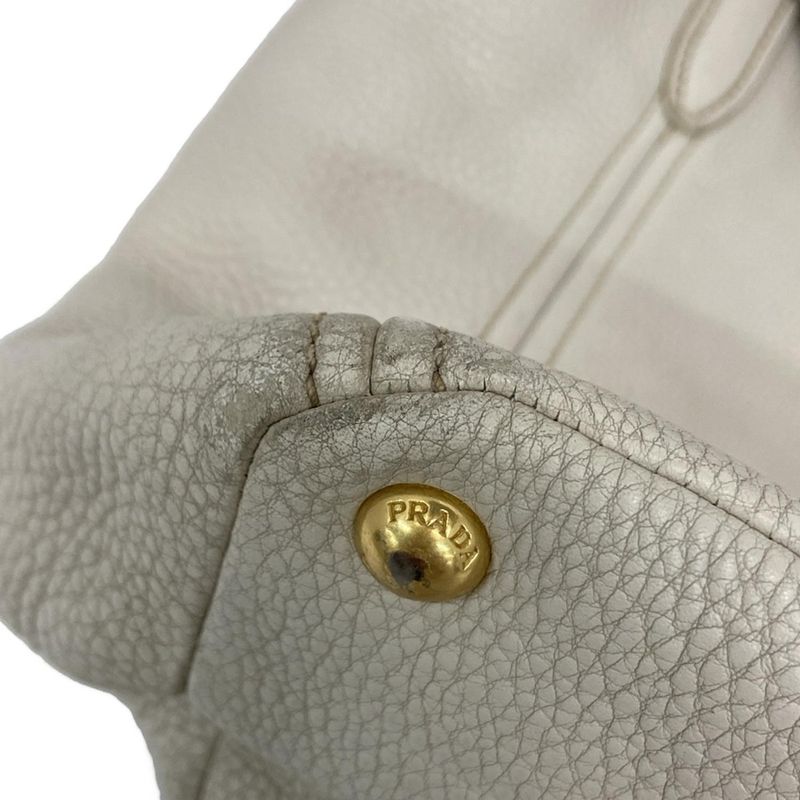 Prada Tote Bag - Ivory Leather Tag Leather