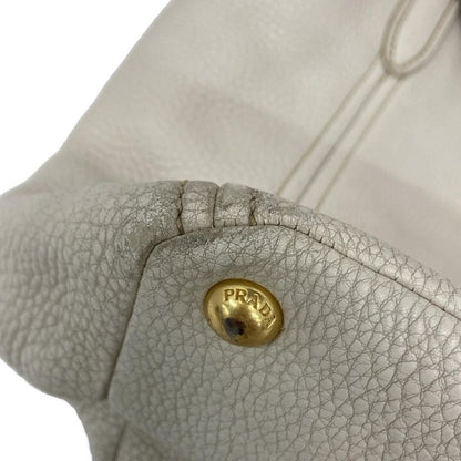 Prada Tote Bag - Ivory Leather Tag Leather