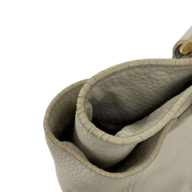 Prada Tote Bag - Ivory Leather Tag Leather