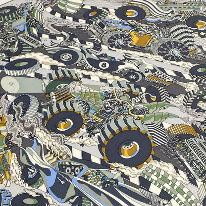 Hermes Scarf Carre H100 Light Gray X Dark Gray X Multi LES AS DU Volant