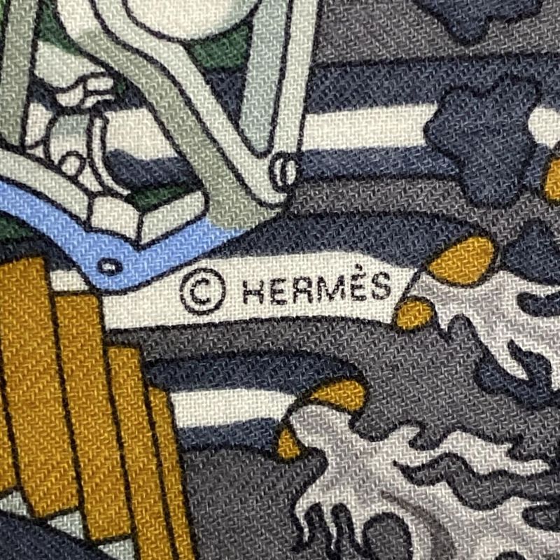Hermes Scarf Carre H100 Light Gray X Dark Gray X Multi LES AS DU Volant